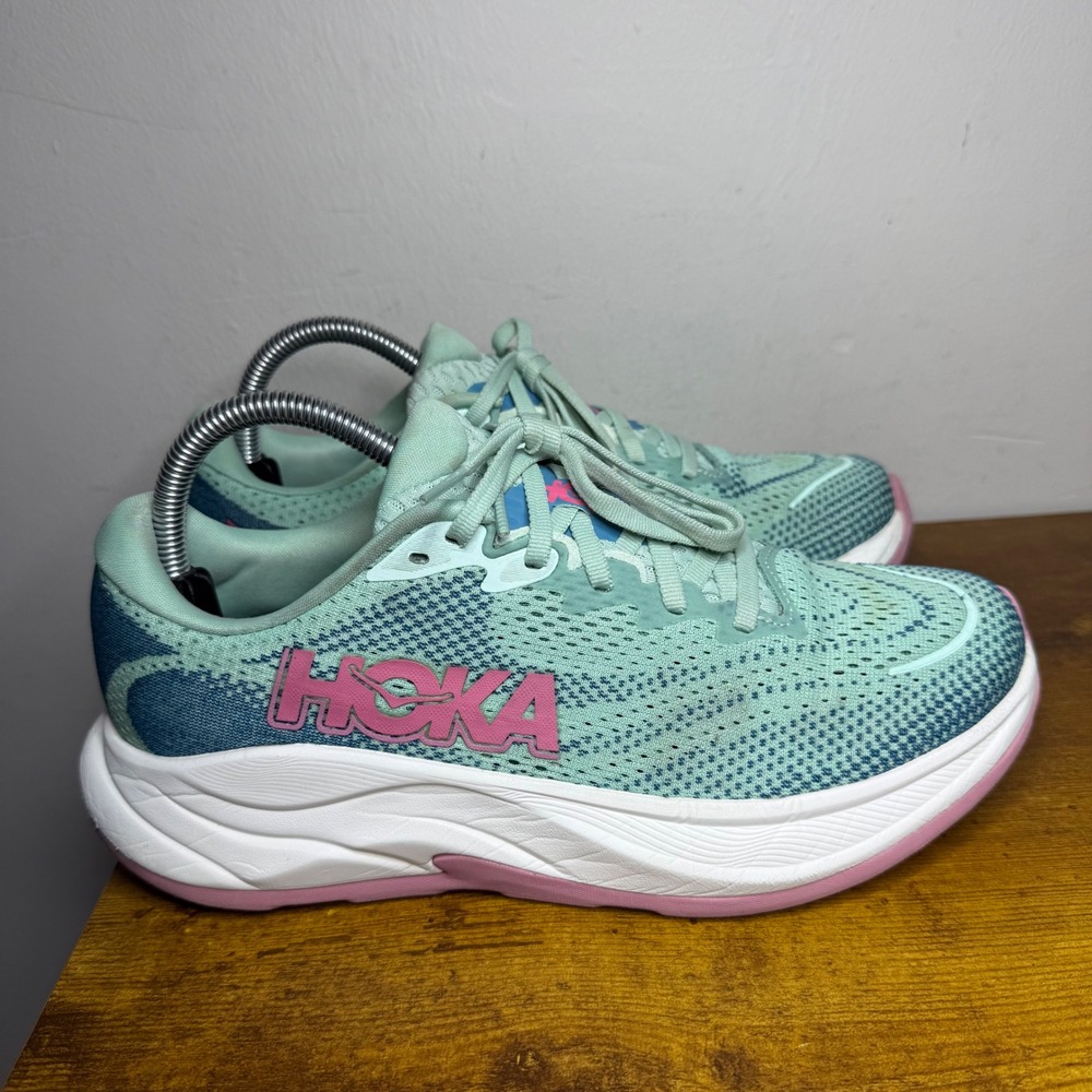 Hoka Rincon 4 Running Shoes Women Size 8.5 Green Pink 1155131 JTL